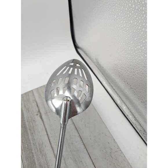 Vintage EKCO A&J Slotted Serving spoon Wood Handle 12" - Picture 5 of 9